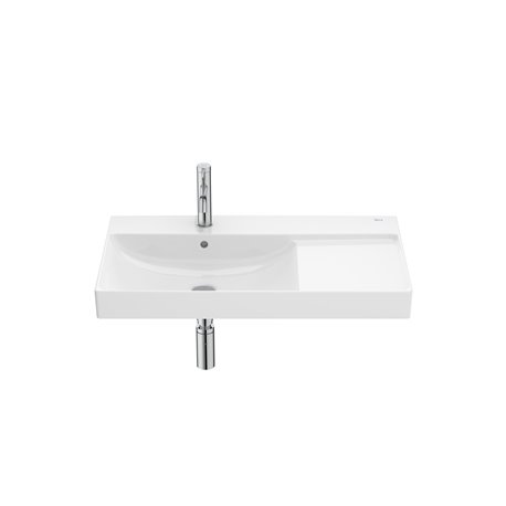 Lavabo Ona 80x46 cm, version à gauche, Blanc Brillant