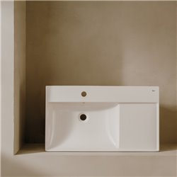 Lavabo Ona 80x46 cm, version à gauche, Blanc Brillant
