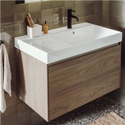 Lavabo Ona 80x46 cm, version à droite, Blanc Mat