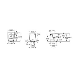 Bidet sur pied Ona Blanc Mat 53x36x42 cm, 1 trou percé