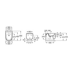 Bidet suspendu Beyond Blanc Mat, 38x58x41 cm, 1 trou percé