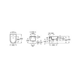 Bidet suspendu Inspira Round Blanc brillant, 37x56x40 cm, 1 trou percé, 2 trous préperçés