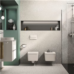 Bidet suspendu Inspira Square Perle, 23x37x56 cm, 1 trou percé, 2 trous préperçés