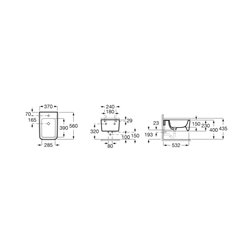 Bidet suspendu Inspira Square Café, 23x37x56 cm, 1 trou percé, 2 trous préperçés