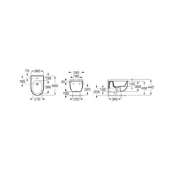 Bidet suspendu Meridian Blanc, 36x56x30 cm sans perçage