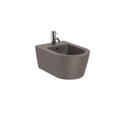Bidet suspendu Inspira Round Café, 37x56x40 cm, 1 trou percé, 2 trous préperçés
