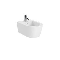 Bidet suspendu Inspira Round Blanc mat, 37x56x40 cm, 1 trou percé, 2 trous préperçés