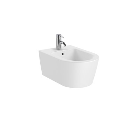 Bidet suspendu Inspira Round Blanc mat, 37x56x40 cm, 1 trou percé, 2 trous préperçés