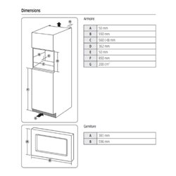 Micro-ondes encastrable MS20A7013AT 20 Litres 850 Watts