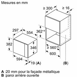Micro-ondes encastrable Série 4 BFL520MS0 20 Litres 800 Watts