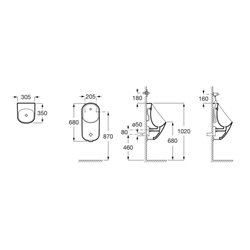 Urinoir Proton alim. Supérieure apparente
