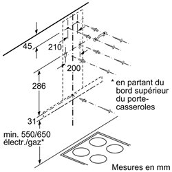 Hotte de cuisine décorative série 2 DWB94BC50 murale 330 m3/h Inox 90 cm
