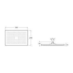 Pomme de douche Rainsense 360x240 mm Chromée