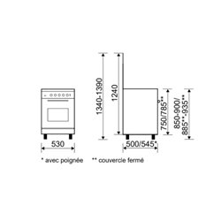 Cuisinière gaz Four gaz GA551GWH Convection naturelle gaz