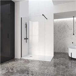 Paroi de douche fixe Black New Anco transaparente Epaisseur 6 mm Profilé noir 1000 mm