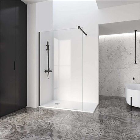 Paroi de douche fixe Black New Anco transaparente Epaisseur 6 mm Profilé noir 1200 mm
