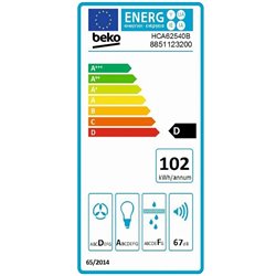 Hotte de cuisine décorative HCA62540B murale 537 m3/h Noir 60 cm