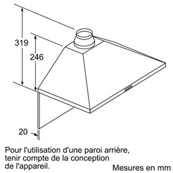 Hotte de cuisine décorative série 2 DWP64BC50 murale 360 m3/h Inox 60 cm