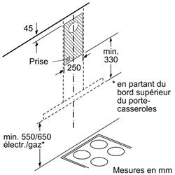 Hotte de cuisine décorative série 4 DWB66FM50 murale 580 m3/h Inox 60 cm
