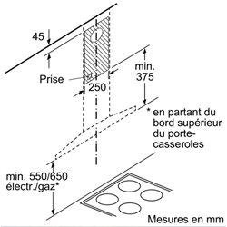 Hotte de cuisine décorative série 4 DWQ96DM50 murale 610 m3/h Inox 90 cm