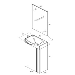 Ensemble salle de bain meuble + lave-mains + miroir Blanc Ancodesign
