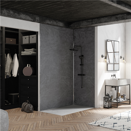 Panneau de douche Kinewall Design 125x202 cm Béton foncé
