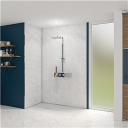 Panneau de douche Kinewall Design 100x250 cm Marbre blanc