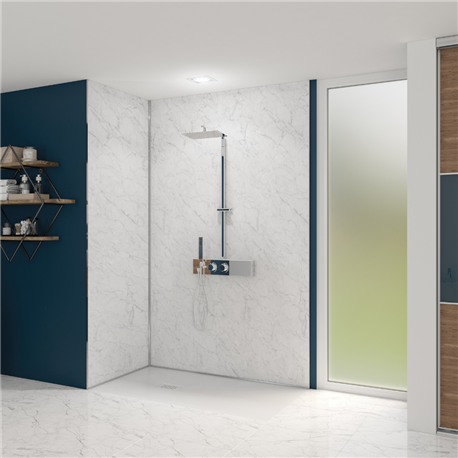 Panneau de douche Kinewall Design 100x250 cm Marbre blanc Panneau de douche Kinewall Design 100x250 cm Marbre blanc