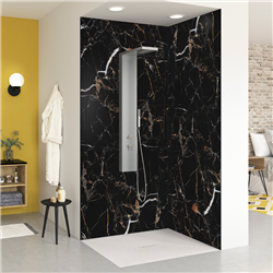 Panneau de douche Kinewall Design 125x202 xm Marbre noir et or