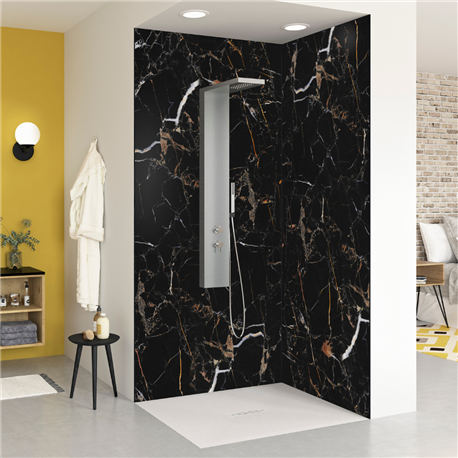 Panneau de douche Kinewall Design 100x202 cm Marbre noir et or Panneau de douche Kinewall Design 100x202 cm Marbre noir et or