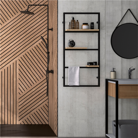 Panneau de douche Kinewall Design 150x250 cm Ciment bandes Panneau de douche Kinewall Design 150x250 cm Ciment bandes