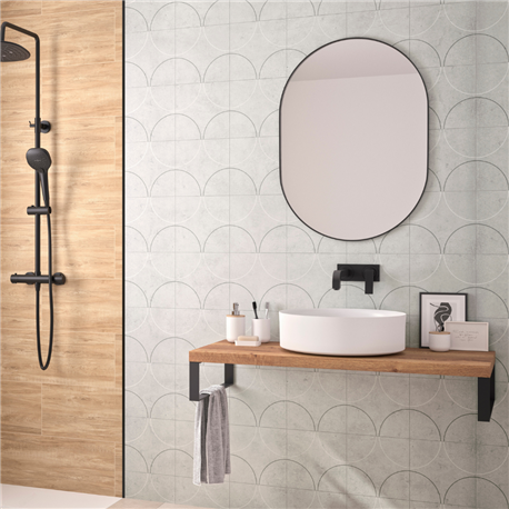 Panneau de douche Kinewall Design 100x202 cm Ciment cercles Panneau de douche Kinewall Design 100x202 cm Ciment cercles