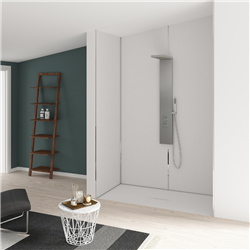 Panneau de douche Kinewall Design 100x202 cm Inox brossé blanc
