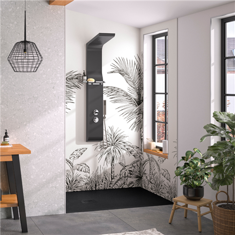 Panneau de douche Kinewall Design 125x202 xm Palmiers NB Panneau de douche Kinewall Design 125x202 xm Palmiers NB