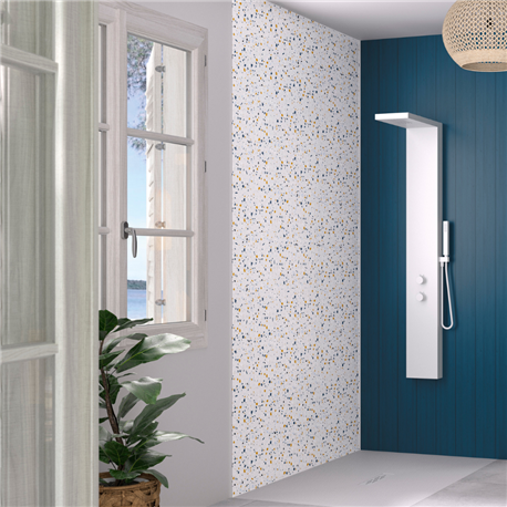 Panneau de douche Kinewall Design 125x202 xm Terrazzo bleu
