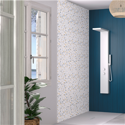 Panneau de douche Kinewall Design 100x202 cm Terrazzo bleu