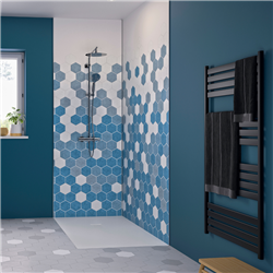 Panneau de douche Kinewall Design 100x202 cm Tomette camaïeu bleu