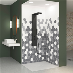 Panneau de douche Kinewall Design 100x202 cm Tomette camaïeu gris