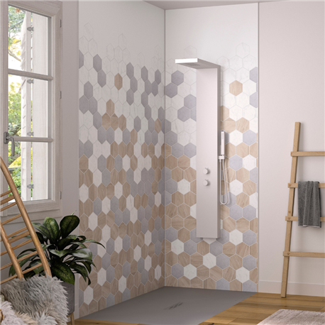 Panneau de douche Kinewall Design 125x202 xm Tomette trilogy Panneau de douche Kinewall Design 125x202 xm Tomette trilogy