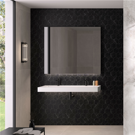 Panneau de douche Kinewall Design 100x202 cm Tomette marbre noir