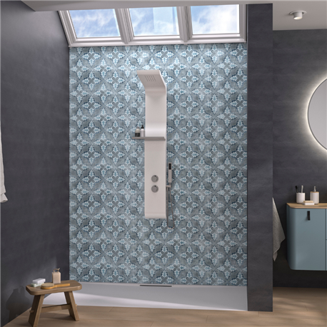 Panneau de douche Kinewall Design 100x202 cm Vintage gris bleu