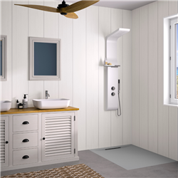 Panneau de douche Kinewall Design 125x202 xm Bardage blanc