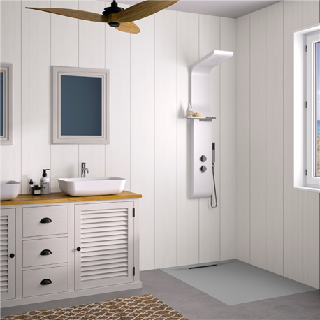 Panneau de douche Kinewall Design 125x202 xm Bardage blanc Panneau de douche Kinewall Design 125x202 xm Bardage blanc