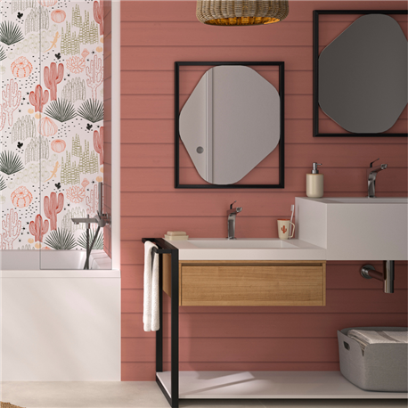 Panneau de douche Kinewall Design 125x202 xm Lambris horizontal terracotta Panneau de douche Kinewall Design 125x202 xm Lambris horizontal terracotta