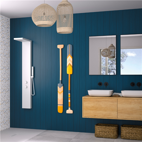 Panneau de douche Kinewall Design 125x202 xm Lambris vertical bleu nuit