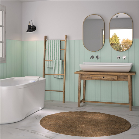 Panneau de douche Kinewall Design 100x250 cm Lambris vertical vert céladon Panneau de douche Kinewall Design 100x250 cm Lambris vertical vert céladon