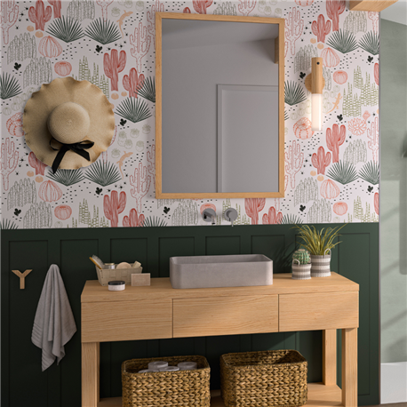 Panneau de douche Kinewall Design 125x250 cm Mixte vert + cactus