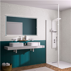 Panneau de douche Kinewall Design 100x250 cm Mixte bleu nuit + terrazzo gris