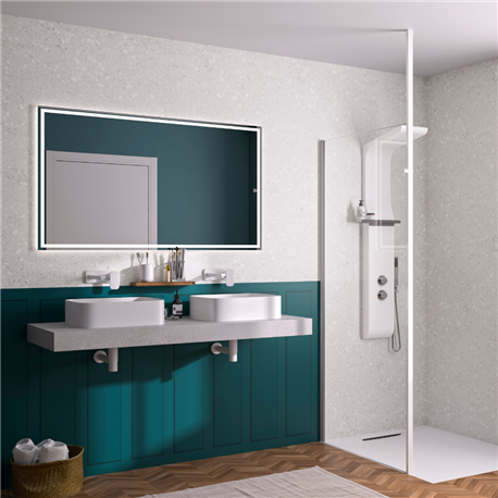 Panneau de douche Kinewall Design 100x202 cm Mixte bleu nuit + terrazzo gris Panneau de douche Kinewall Design 100x202 cm Mixte bleu nuit + terrazzo gris