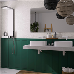 Panneau de douche Kinewall Design 100x202 cm Mixte vert + terrazzo gris